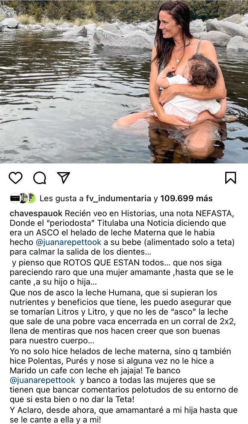 Paula Cháves saltó en defensa de Juana Repetto y su «helado de leche  materna» con un fuerte descargo: “Que rotos que…» – Revista Paparazzi