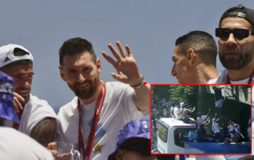 Video: el hincha que se tiró de un puente y casi aplasta a Lionel Messi