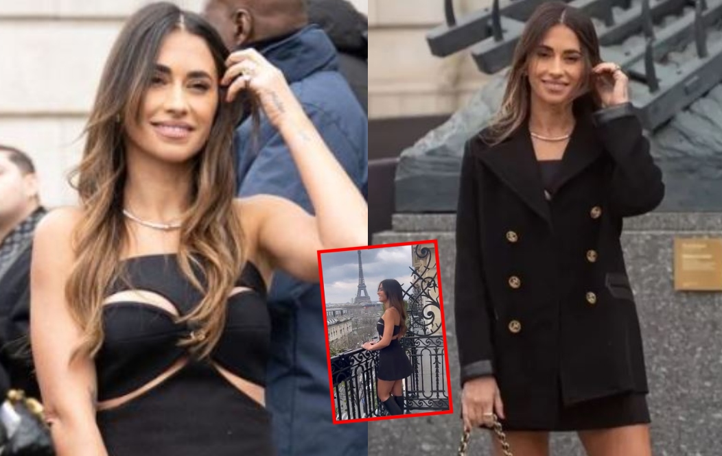 ¡Diosa chic! Antonela Roccuzzo deslumbró con su look total black en el desfile de Louis Vuitton en París