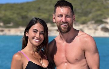 Lio Messi y Anto Roccuzzo practicaron un divertido deporte acuático en Bahamas