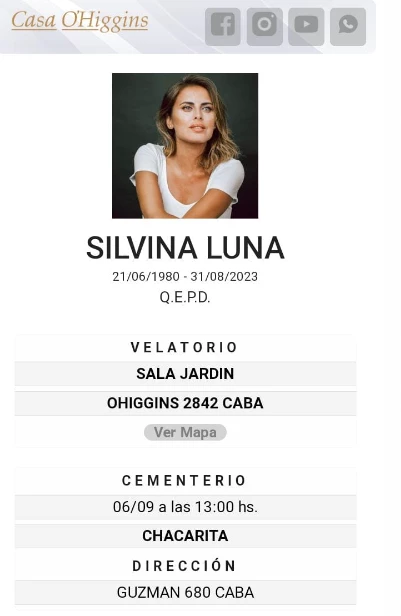 Así despidieron a Silvina Luna