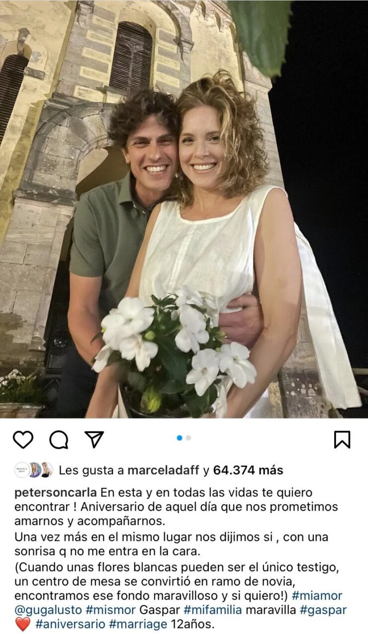 Carla Peterson le dedicó un fuerte mensaje a Martín Lousteau al celebrar  los 12 años de relación – Revista Paparazzi