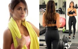 Antonela Roccuzzo en el gym de Miami.