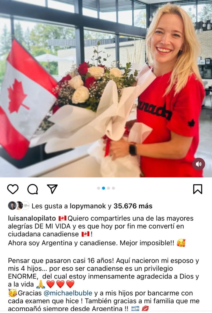 La emoción de Luisana Lopilato al convertirse en ciudadana canadiense: “Una  de las mayores alegrías de mi vida” – Revista Paparazzi