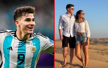 Las excéntricas vacaciones Julián Álvarez y su novia en medio del desierto