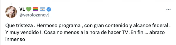 LA TRISTEZA DE VERO LOZANO POR LA PERDIDA DE UNO DE SUS PROGRAMAS FAVORITOS.