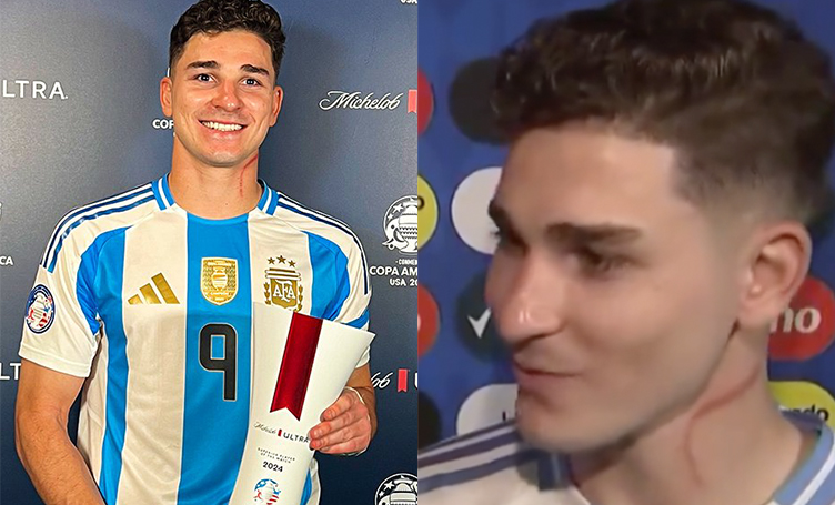 Qué era la tremenda y extraña "marca" que tenía Julián Alvarez en el cuello en el partido de Argentina: "La novia lo..."